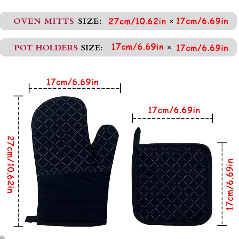 Funny Silicone Non-Slip Oven Mitts & Pot Holders Set