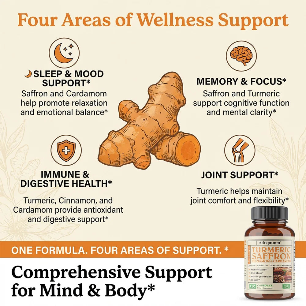 Turmeric Curcumin Saffron Cardamom Cinnamon | Joint & Mood