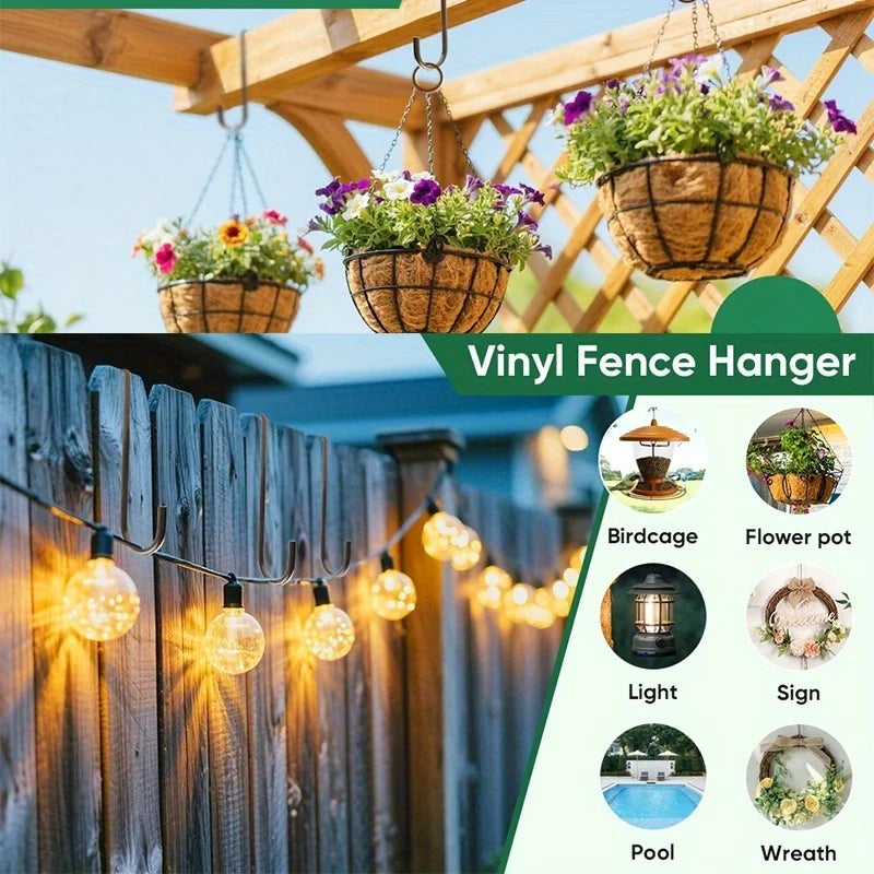 2-Pack Brown Steel Fence Hooks for Plants & Bird Feeders Fence Hook Hangers Peaceful Pleasures Health and Wellness