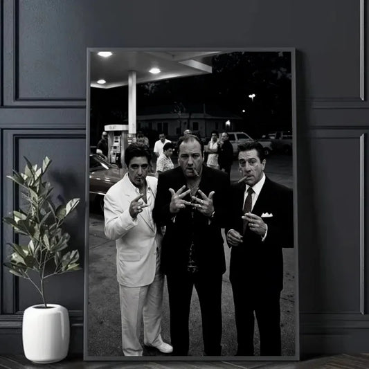 Black and White Mafia Boss Famous Gangster Character Photography Aesthetic Canvas Poster Wall Art Printed Home Decor Gift Peaceful Pleasures Health and Wellness