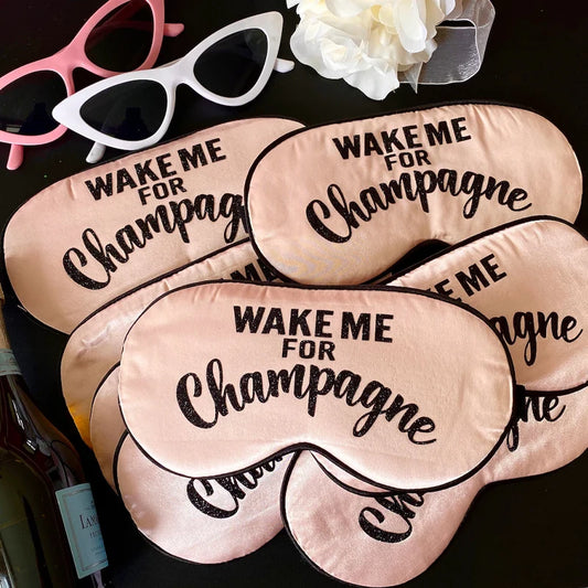 Wake Me for Champagne Sleep Mask | Bachelorette Party Favor Novelty Sleep Mask Peaceful Pleasures Health and Wellness