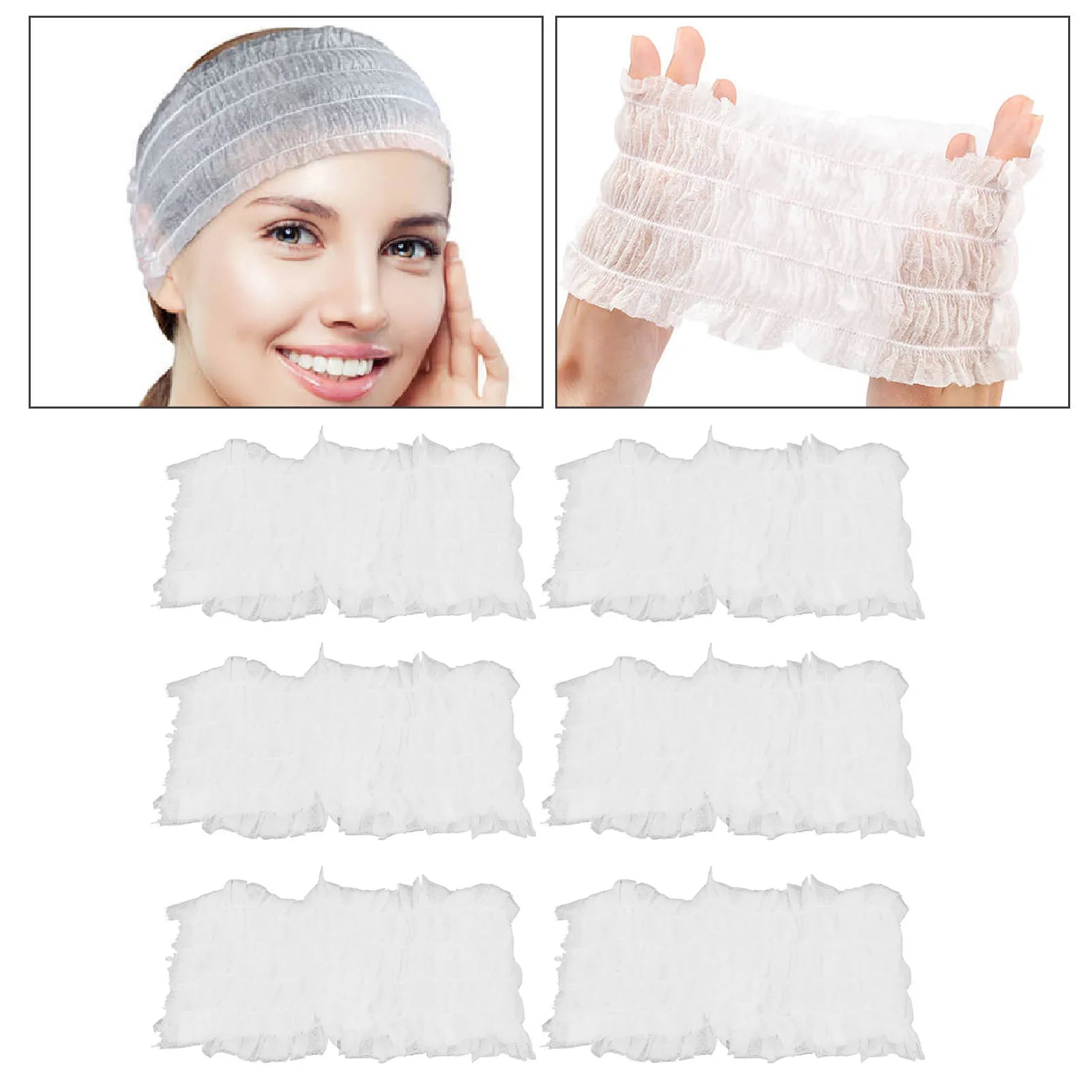 Disposable Spa Headband Soft Elastic Nonwoven Facial Hair Band for Makeup Skin Care Disposable Facial Spa Headbands Peaceful Pleasures Health and Wellness