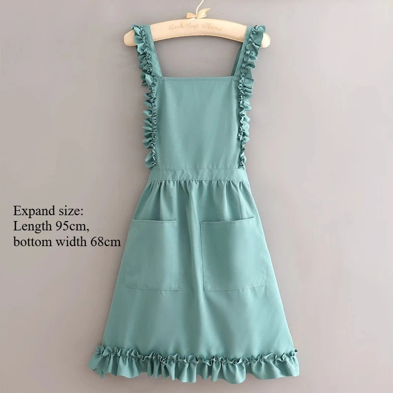Cute Cooking Waterproof Princess Lace Apron Work Clothes Milk Tea Shop Nail Art Shop Flower Shop Durable Peaceful Pleasures Health and Wellness green