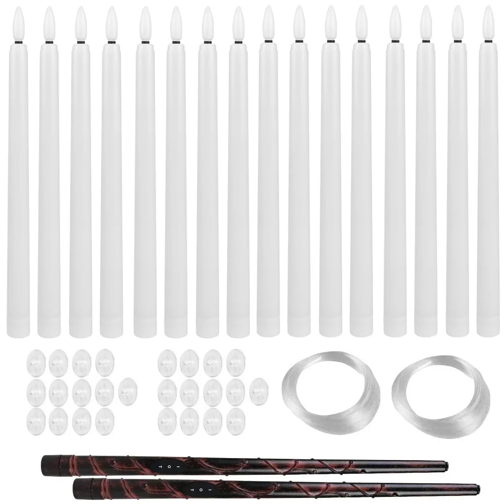 Floating Flameless LED Taper Candles + Magic Wand Remote 12/24 Pack