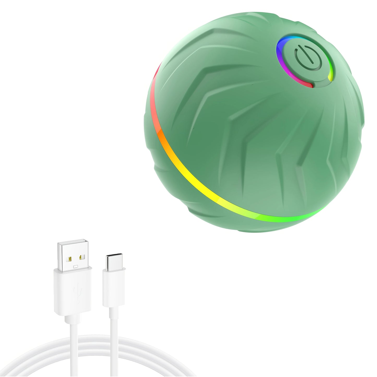 Intelligent dog toy, interactive pet toy, random rolling and jumping, colorful lights, long-lasting battery life of 4 hours, inc Peaceful Pleasures Health and Wellness green