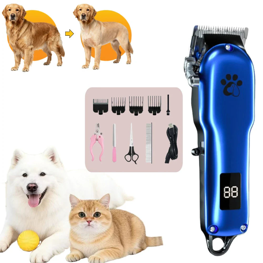 Cordless Electric Pet Clipper – Low Noise, LED, USB Rechargeable