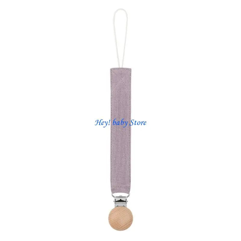 Baby Pacifier Clip Chain Holder | Cotton, Metal & Beech Wood