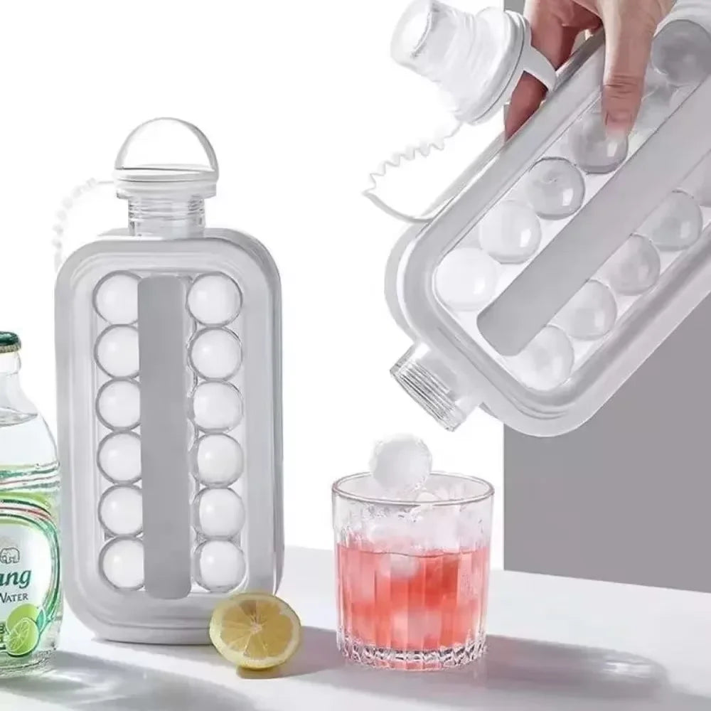 2-in-1 Folding Ice Maker Bottle – 17 Hockey Puck Ice Cubes