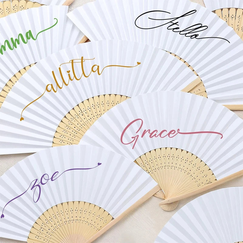 5-Pack Personalized Wood Folding Fans | Wedding & Bridal Favors