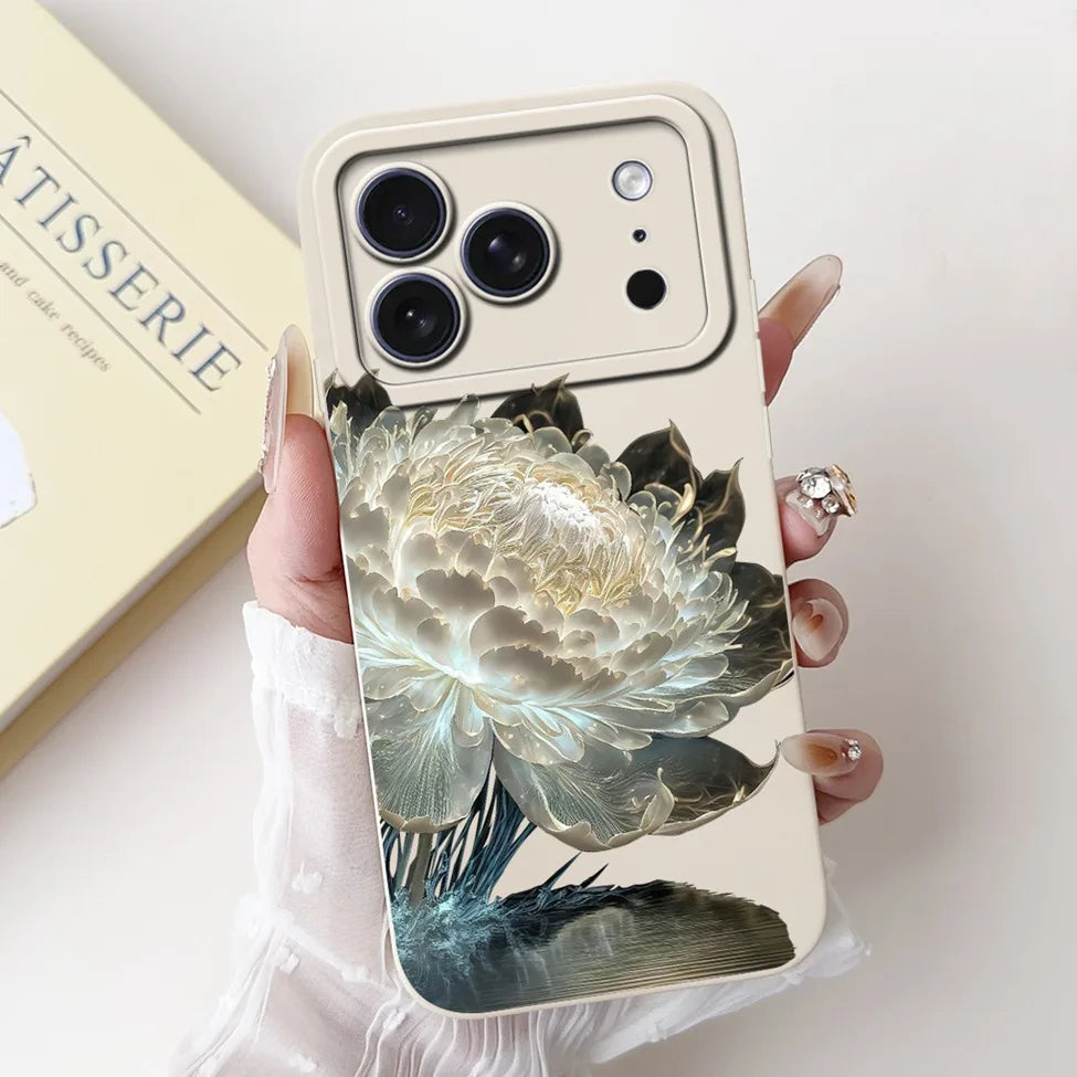 iPhone 17 Pro Silicone Case | Cute Kawaii Floral Painted Cover