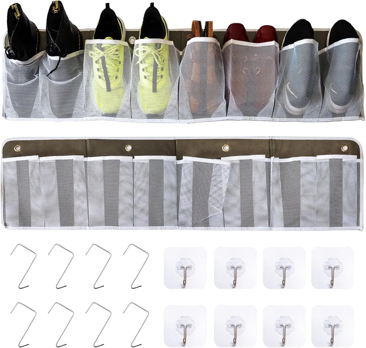16-Pocket Hanging Shoe Organizer for RV & Bedside - Foldable Mesh Storage Bag with Hooks, Space-Saving 2 Pack Peaceful Pleasures Health and Wellness United States