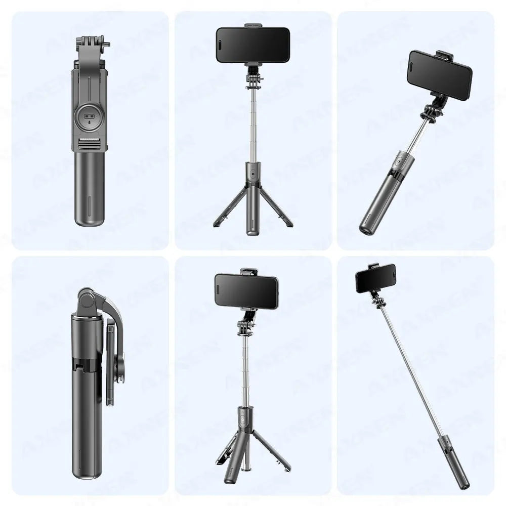 Selfie Stick Tripod with Detachable Bluetooth Remote, 360° Rotation,Extendable Pole, Fill Light Option, for iPhone Android Phone Peaceful Pleasures Health and Wellness