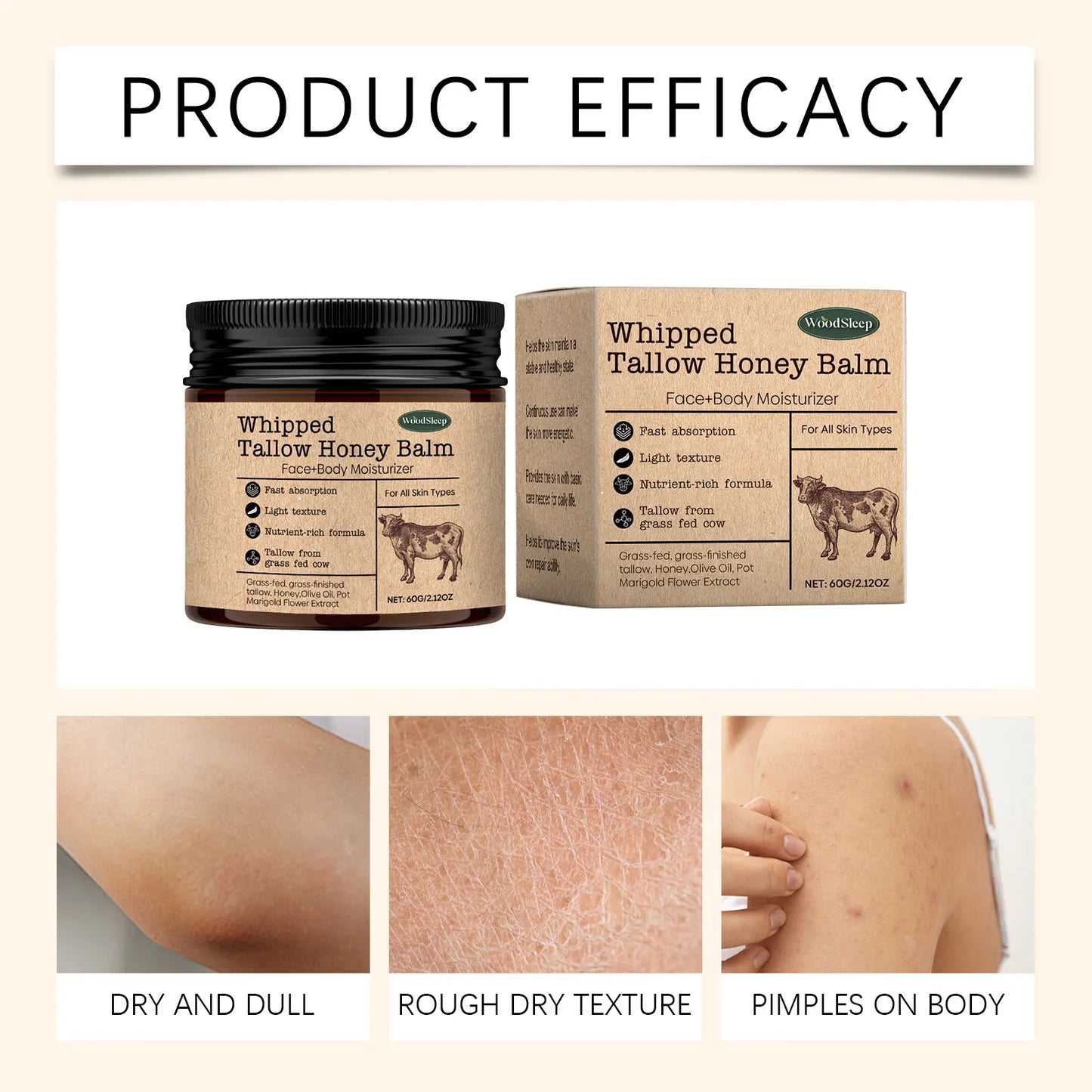 WOODSLEEP Tallow & Honey Face Balm – Moisturizing Cream 60g
