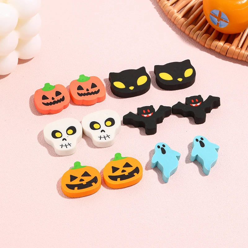 12-Pack Halloween Cartoon Erasers for Kids – Pumpkin Ghost Bat