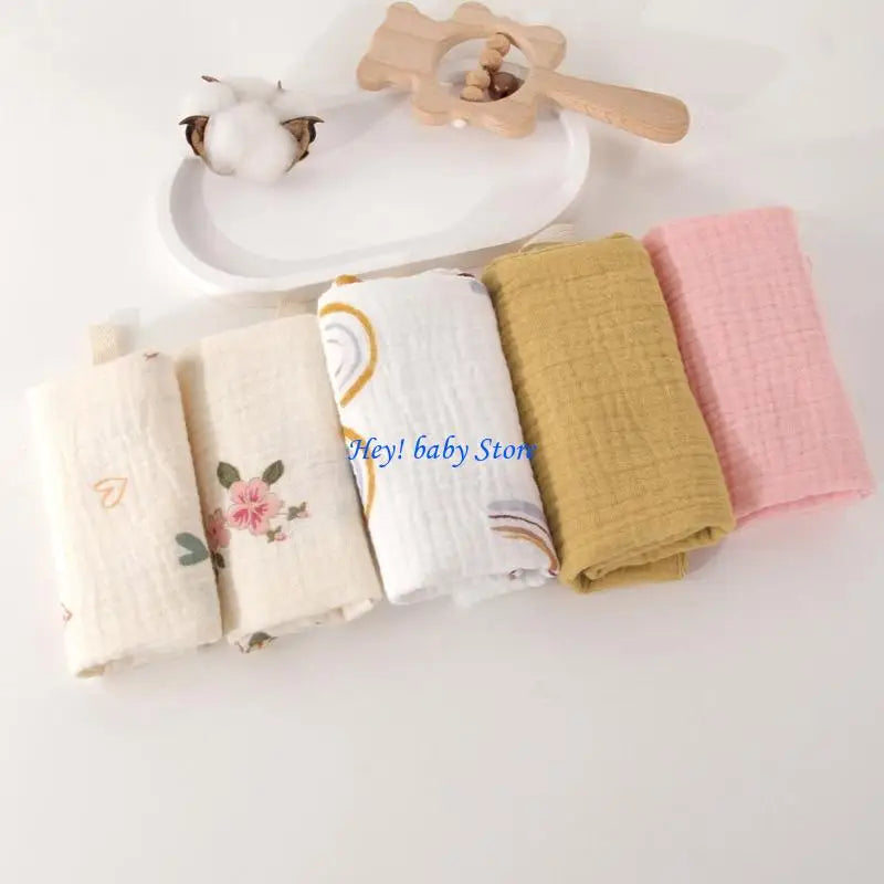 4-Layer Cotton Burp Cloths for Newborns – 5-Pack Washcloths