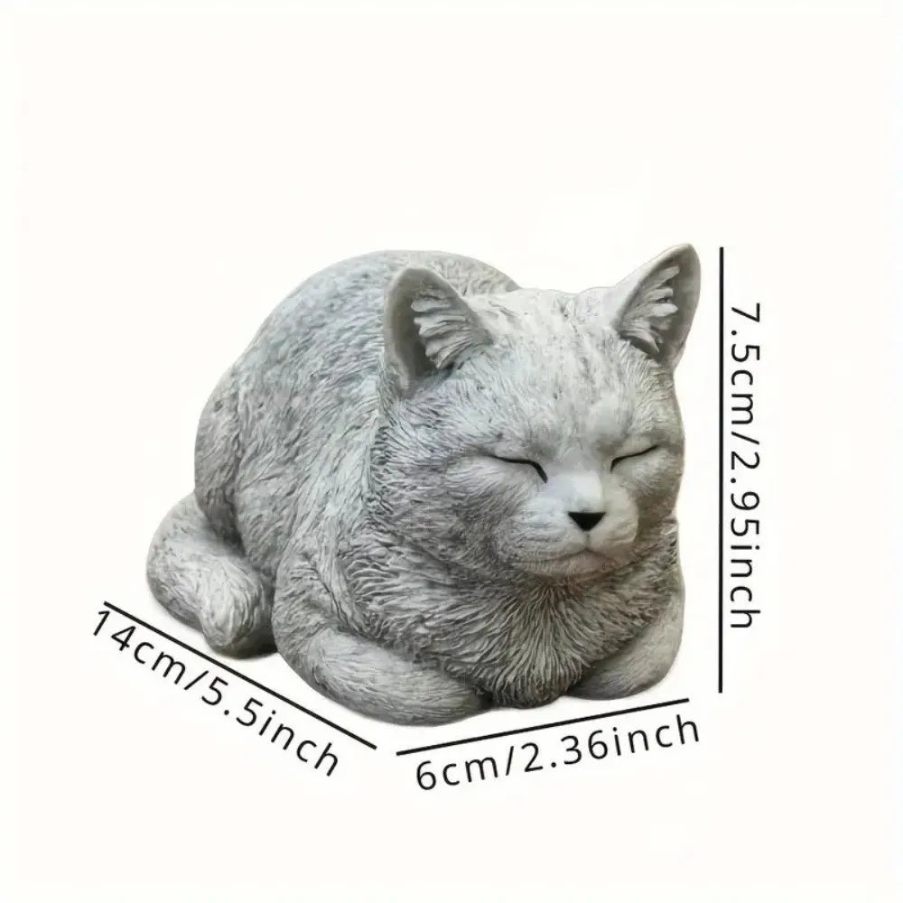 Resin Cat Statue – Realistic Cartoon Animal Figurine Decor