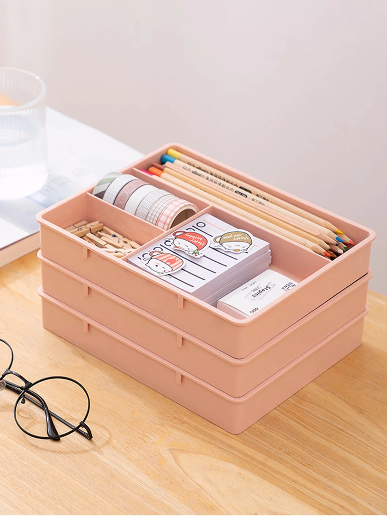 1Pcs Desk Drawer Organizer Stackable Multi-cell Storage Box Tray Dressing Table Jewelry Makeup Organizer For Home Office Peaceful Pleasures Health and Wellness
