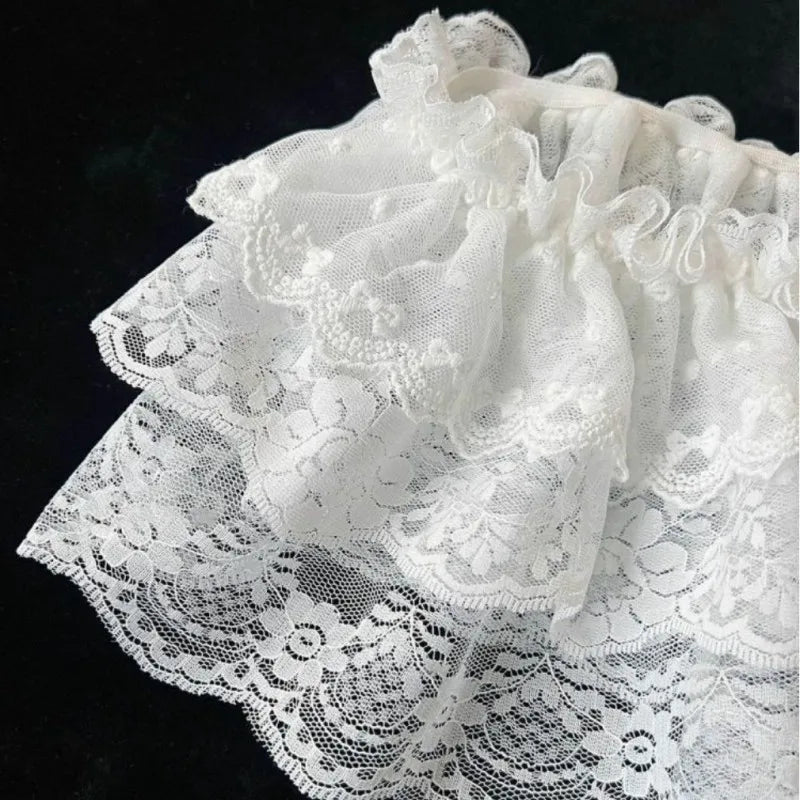 White Lace Peplum Mini Skirt | Y2K Korean Layered Ruffle