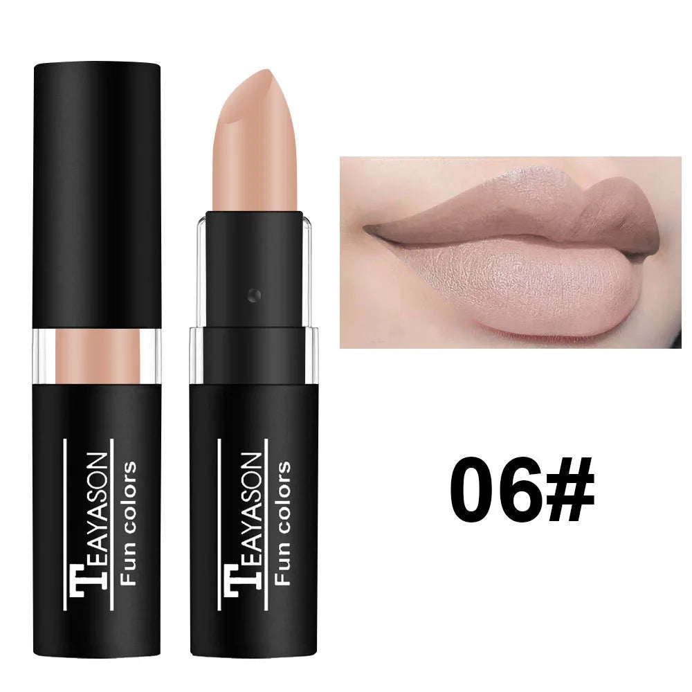 TEAYASON 12-Color Matte Lipstick – Waterproof Long-Lasting
