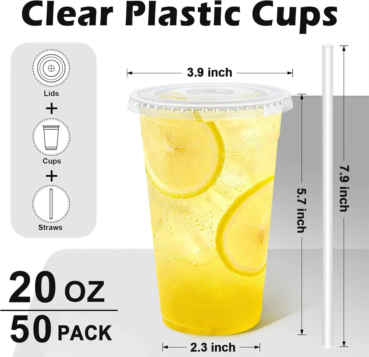 20 or 24oz Clear Plastic Cups with Lids and Straws Disposable Plastic Coffee Cups with Lids for Iced Coffee Cold Beverage Drinks Peaceful Pleasures Health and Wellness