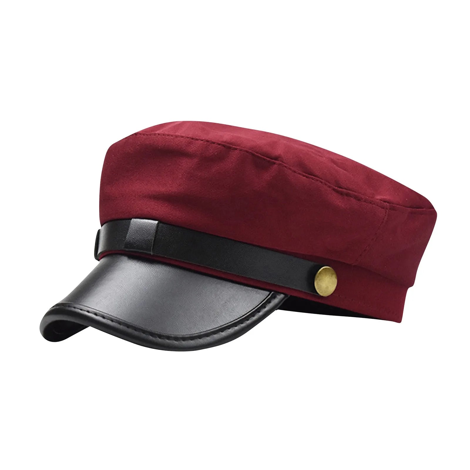 Unisex Cycling Caps PU Leather Hat Autumn Sailor Hat for Women Men Men Black Female Travel Student Hat Captain Hat Flat Top Peaceful Pleasures Health and Wellness