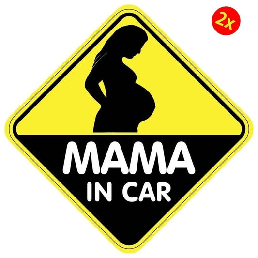 2X 5inch Mama In Car Pregnant On Board Sticker Decal Car Sticker Peaceful Pleasures Health and Wellness Default Title