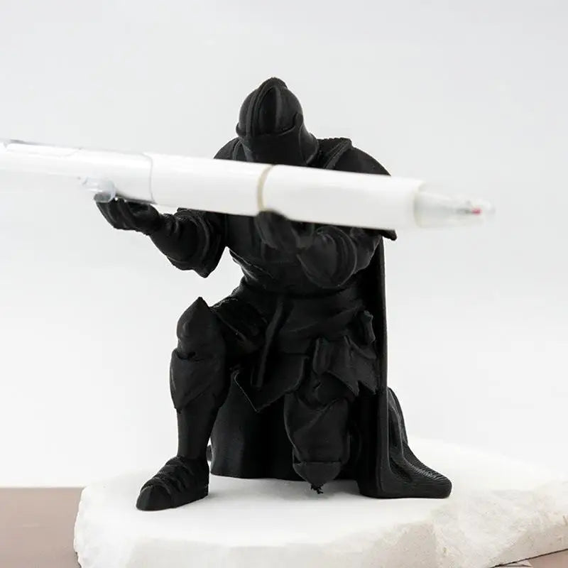 Kneeling Knight Pen Holder | Armored Knight Desk Organizer