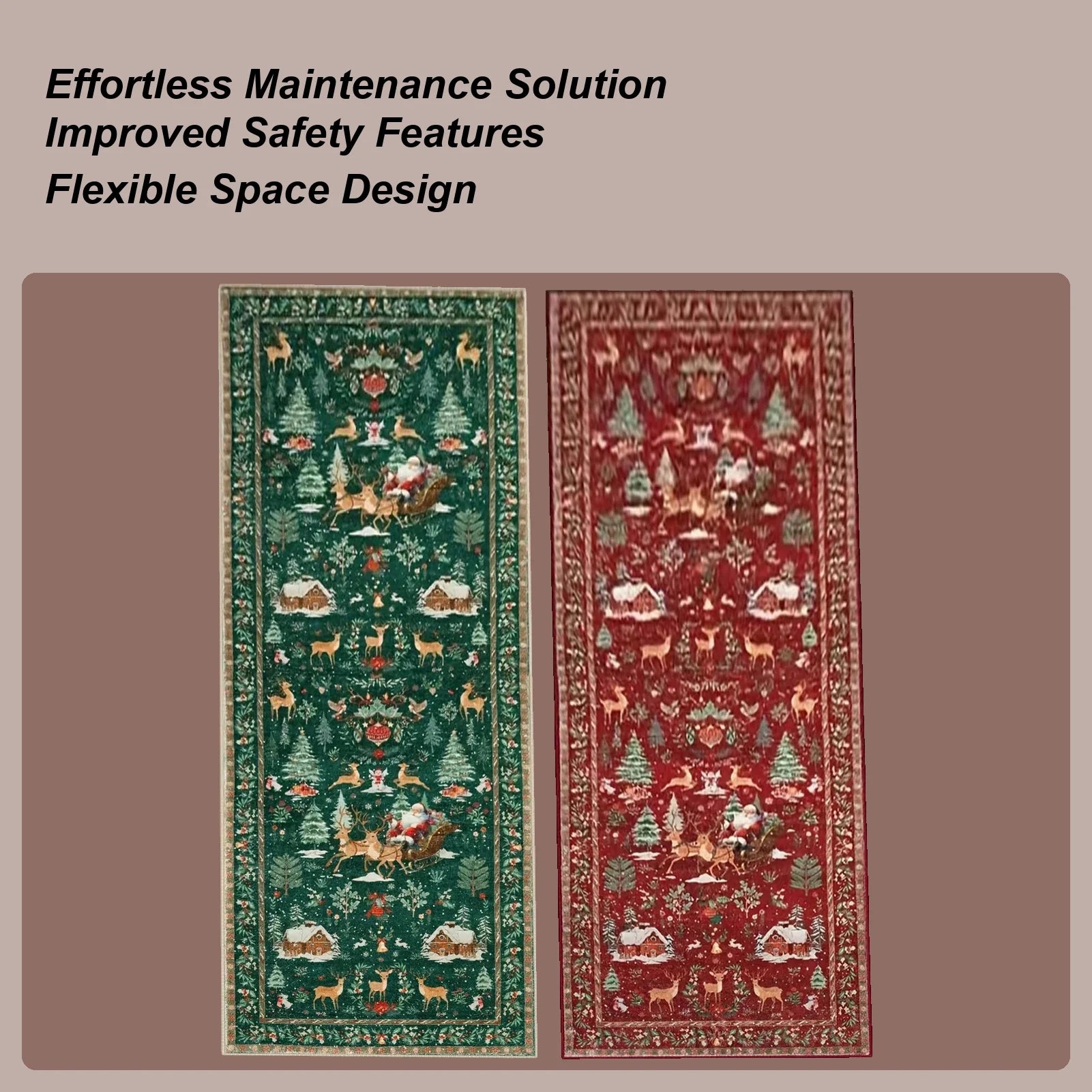 Christmas Carpet Non-Slip Washable Winter Holiday Floor Mat Christmas Bathroom Runner Rug For Indoor Bedroom Living Room Peaceful Pleasures Health and Wellness