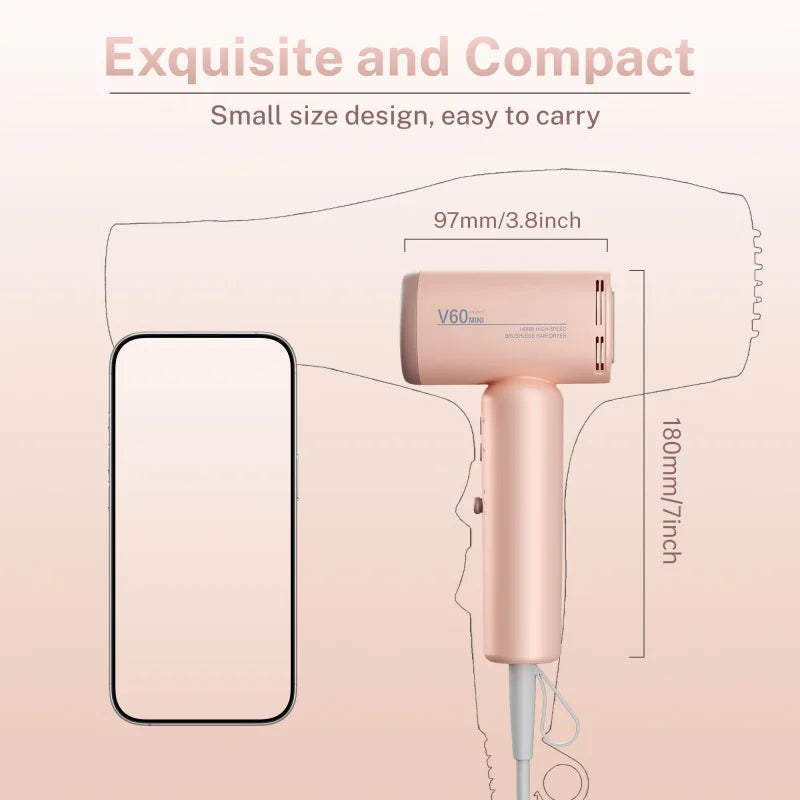 New Generation Mini High-Speed Hair Dryer 1400W High-Power Silent 100 Billion Negative Ion Hair Care Home Travel Hair Dryer 220v Peaceful Pleasures Health and Wellness