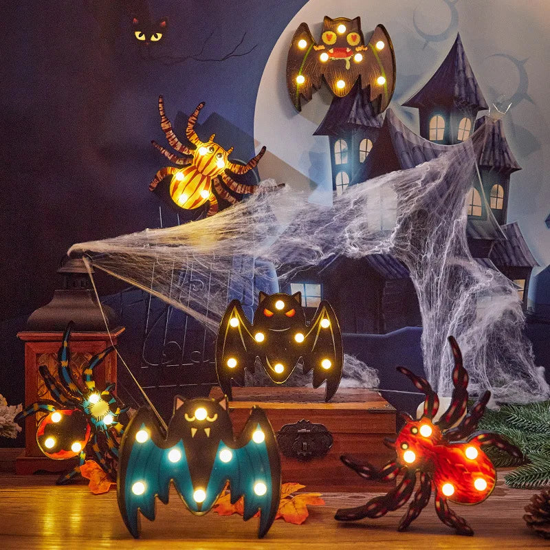 Halloween Pumpkin Ghost Bat Spider LED Night Light Horror Bar Home