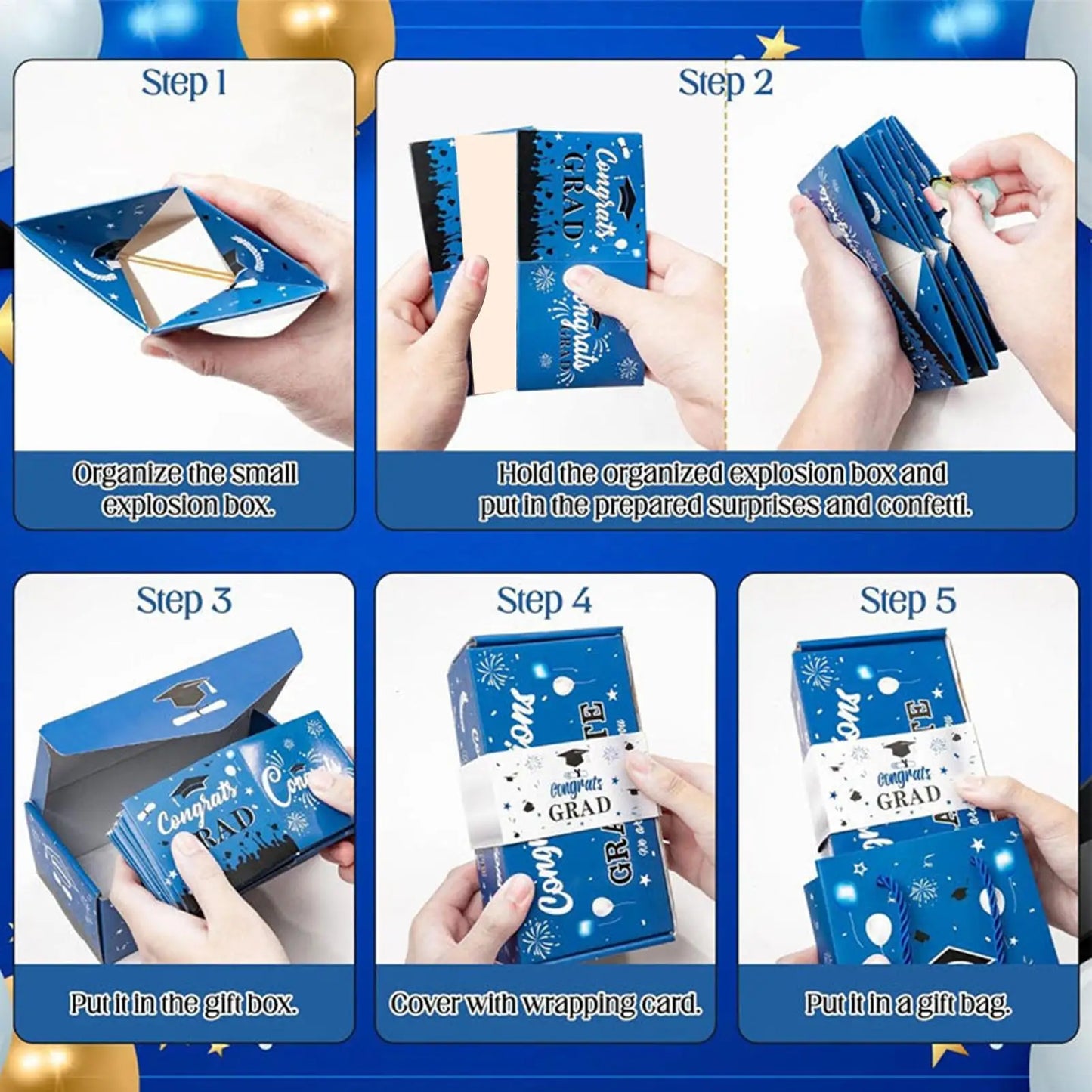 Graduation Bounce Money Box | Cash Gift Set with 6 Pull Boxes