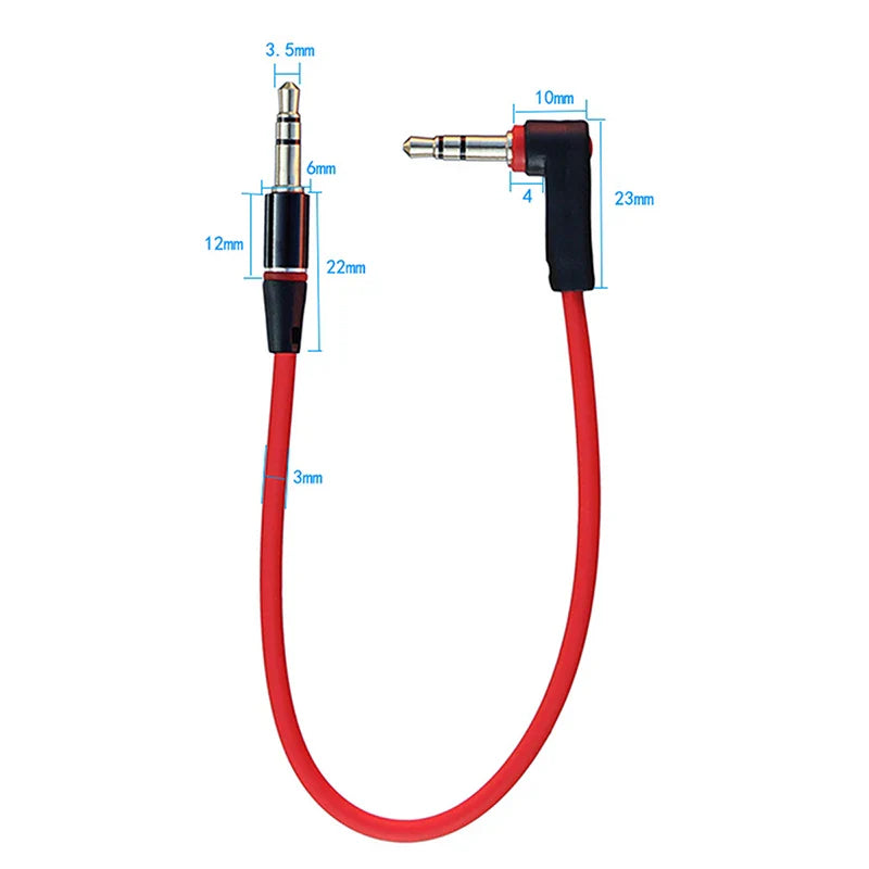Right Angle 3.5mm Male to Male AUX Stereo Cable – 20cm/30cm
