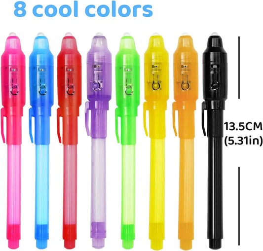 Invisible Ink Pens with UV Light for Kids, 32Pcs Magic Spy Pen for Secret Message, Birthday Party, New Year Eve Party, Halloween Peaceful Pleasures Health and Wellness 8pcs mix color