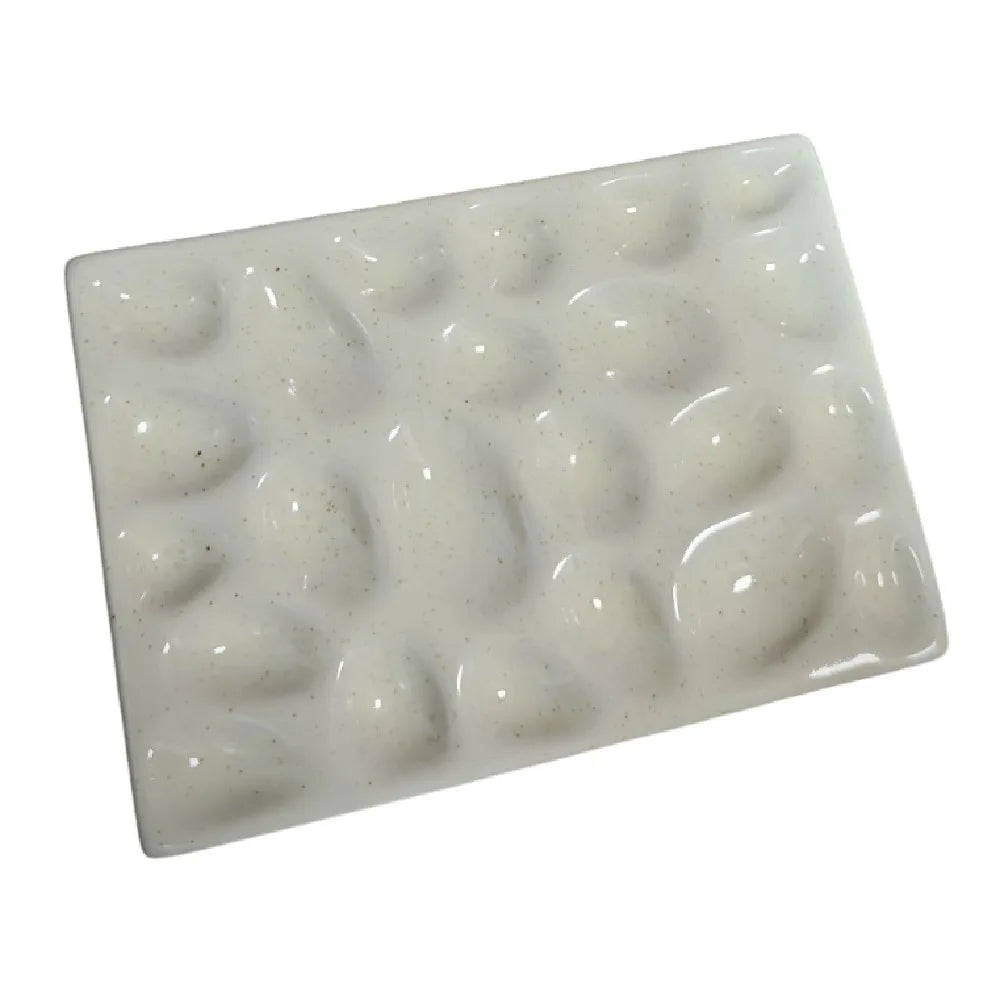 Multi Compartment Ceramic Paint Palette Professional Smooth Surface Rectangular Pothole Pigment Tray DIY Easy To Rinse Peaceful Pleasures Health and Wellness Beige