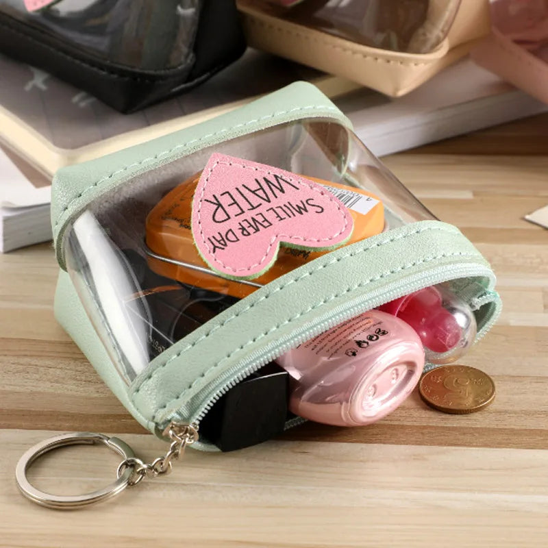 Coin Purse Jelly Transparent Wallet Key Coin Lipstick Change Storage Bag PU Jelly Transparent Fashionable Women Girl Jelly Peaceful Pleasures Health and Wellness