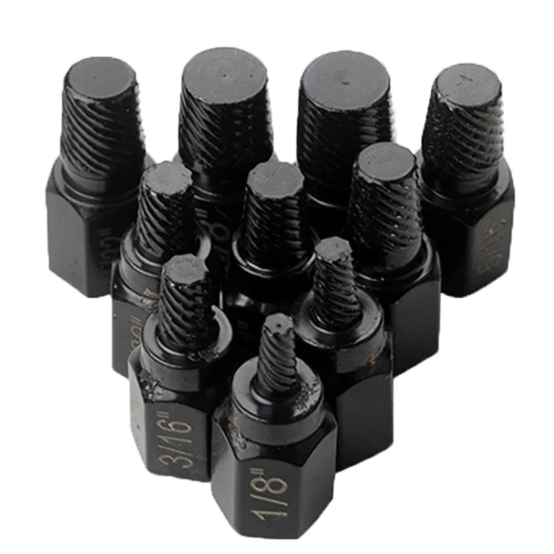 10Pcs Multi-Spline Screw Extractor Screw Extractor Kit Alloy Steel Damaged Screw Remover Set Easy Out Drill Bit Screws Bolt Stud Peaceful Pleasures Health and Wellness