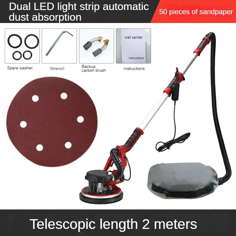 Multifunctional Wall Sander Wall Putty Grinder Sandpaper Machine Telescopic Long Pole Wall Grinding Machine with Light Peaceful Pleasures Health and Wellness sandpaper -50