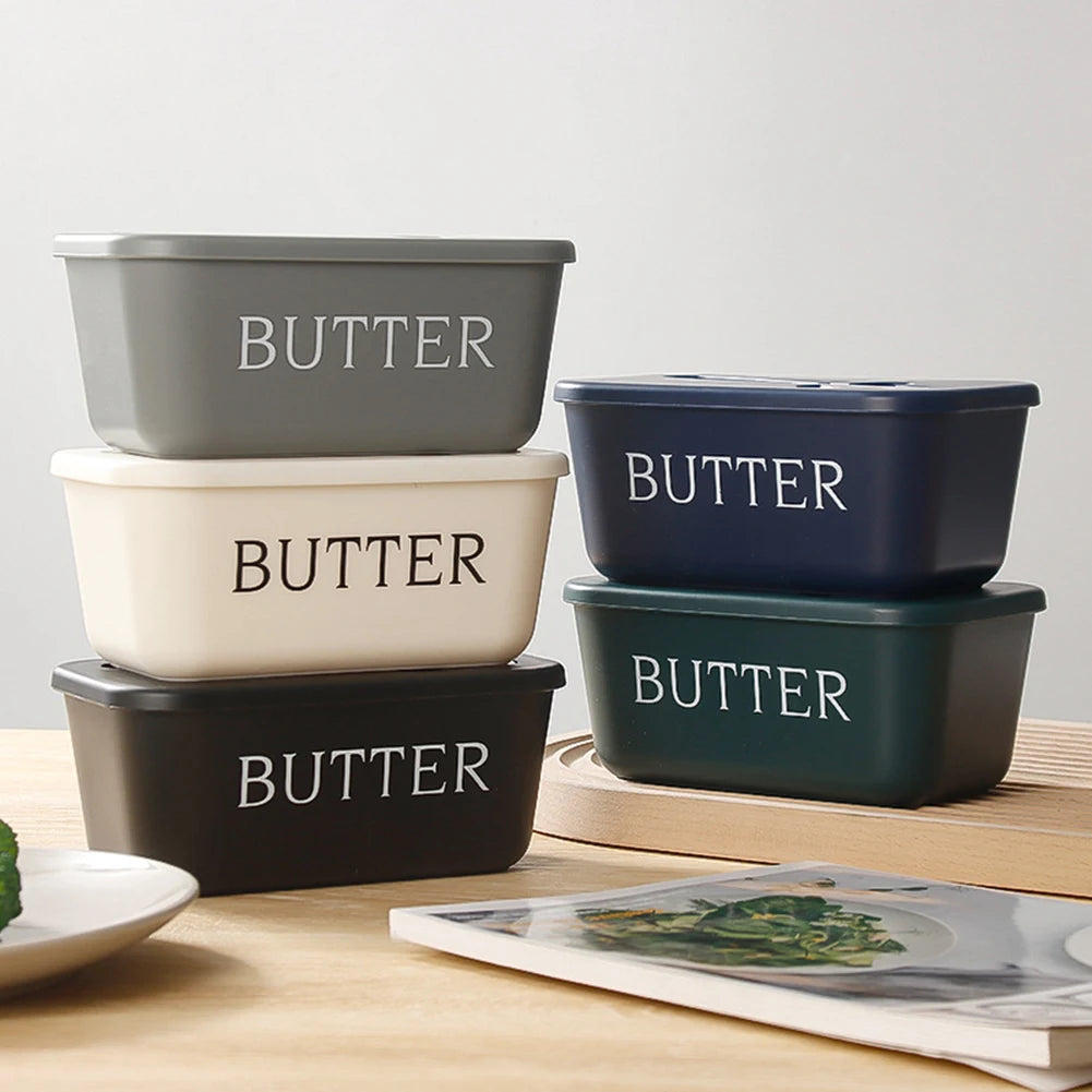 Butter Dish with Lid & Cutter | Airtight Fridge Storage Box Butter & Cheese Storage Peaceful Pleasures Health and Wellness