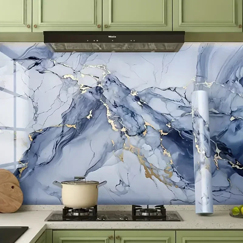 Marble PVC Self-Adhesive Wallpaper 40cm – Waterproof Kitchen Sticker