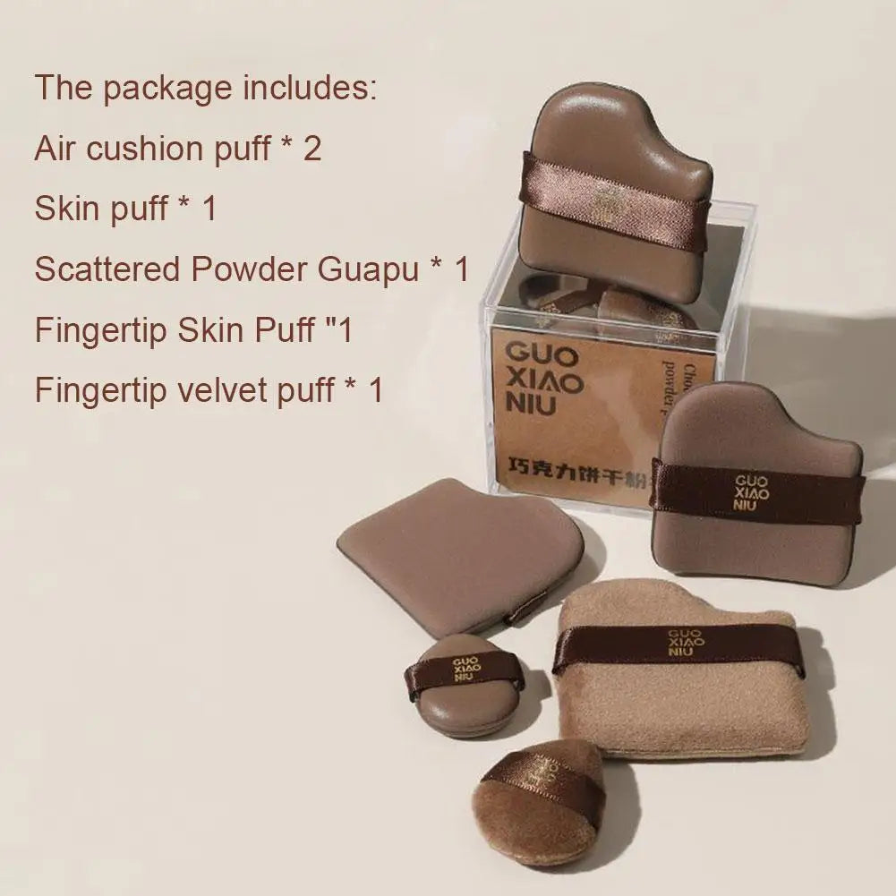 Chocolate Cookie Makeup Sponge Set – 6pcs Velvet Powder Puff