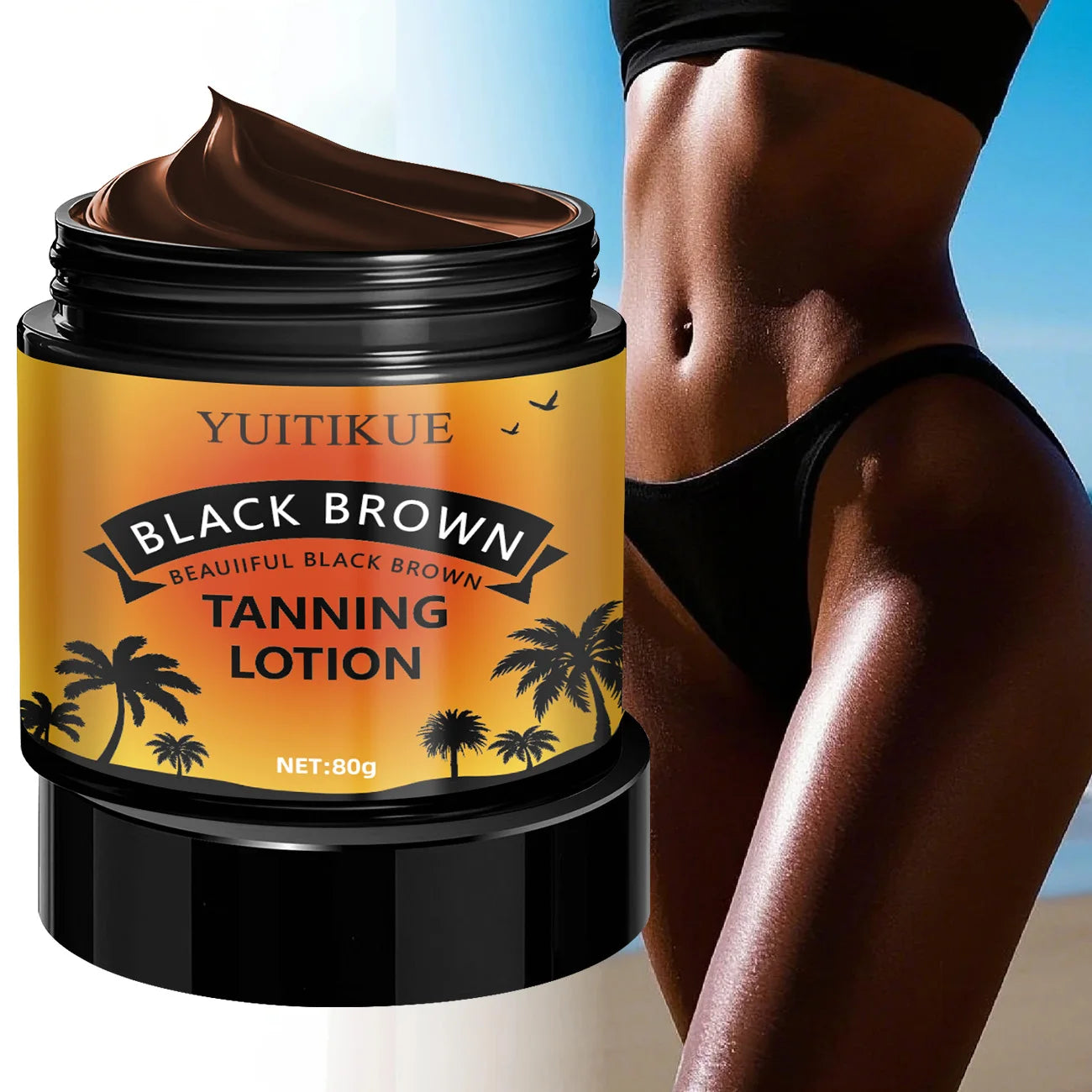YUITIKUE Black Brown Tanning Lotion - Sunless Tanner, Fast Natural Color, Moisturizing & No Streaks, Odor Free & Long Lasting Peaceful Pleasures Health and Wellness Default Title