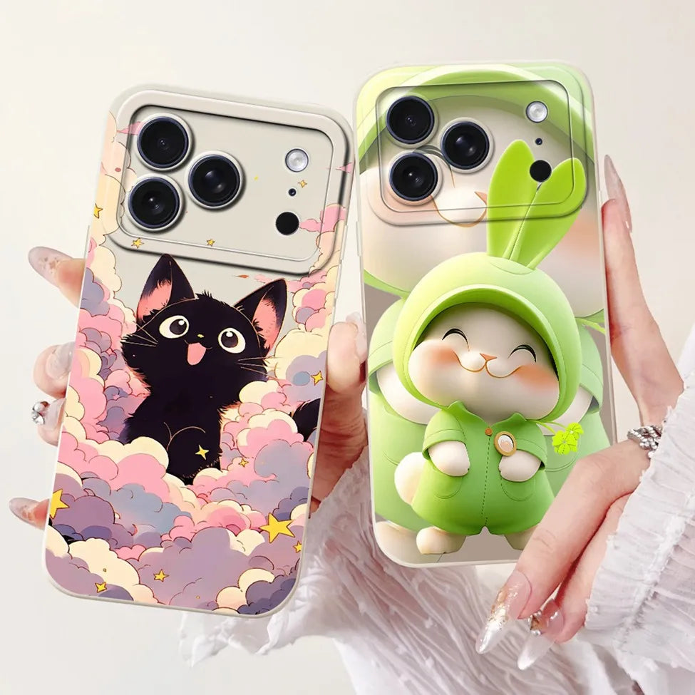 iPhone 17 Pro Silicone Case | Cute Kawaii Floral Painted Cover