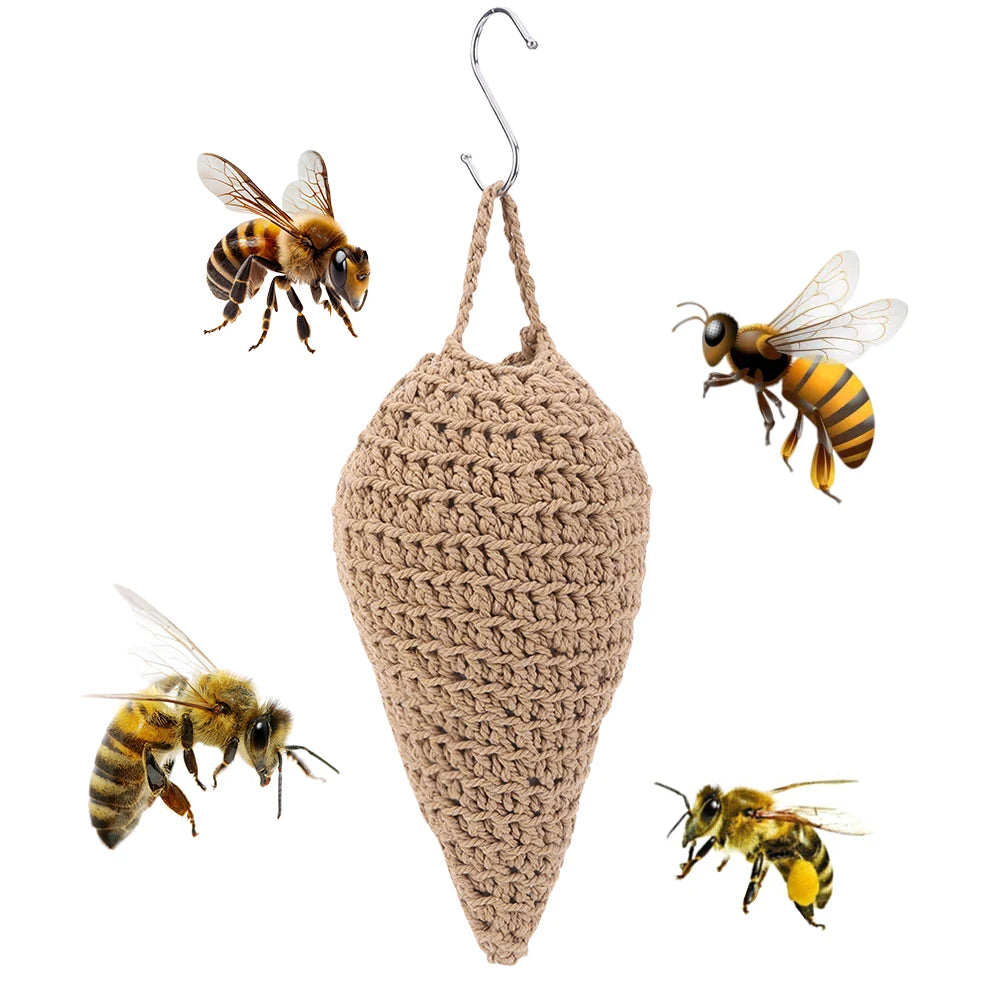 Crochet Wasp Nest Decoy Faux Hornets Nest Repellent with Hook Hanging Wasp Nest Decoy Wasp Nest Trap for Patio Yard Peaceful Pleasures Health and Wellness