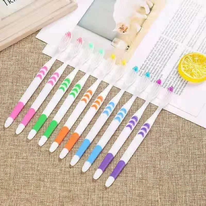 10 PCS Soft-Bristle Toothbrush Bamboo Charcoal Antibacterial Oral Hygiene Care Deep Cleaning Portable Travel Eco Friendly Peaceful Pleasures Health and Wellness