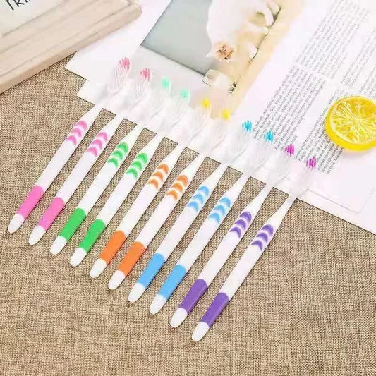 10 PCS Soft-Bristle Toothbrush Bamboo Charcoal Antibacterial Oral Hygiene Care Deep Cleaning Portable Travel Eco Friendly Peaceful Pleasures Health and Wellness