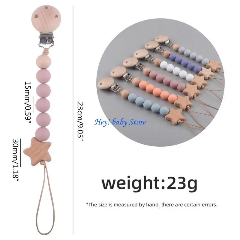 Baby Girl Pacifier Clip with Silicone Teething Beads | Soother Chain