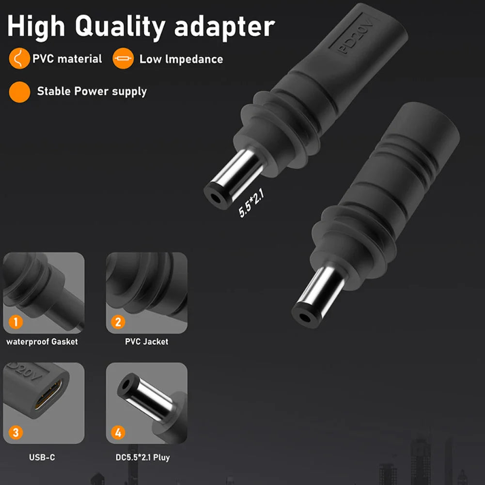 PD 100W USB-C to DC 5521 Barrel Jack Power Adapter for Starlink