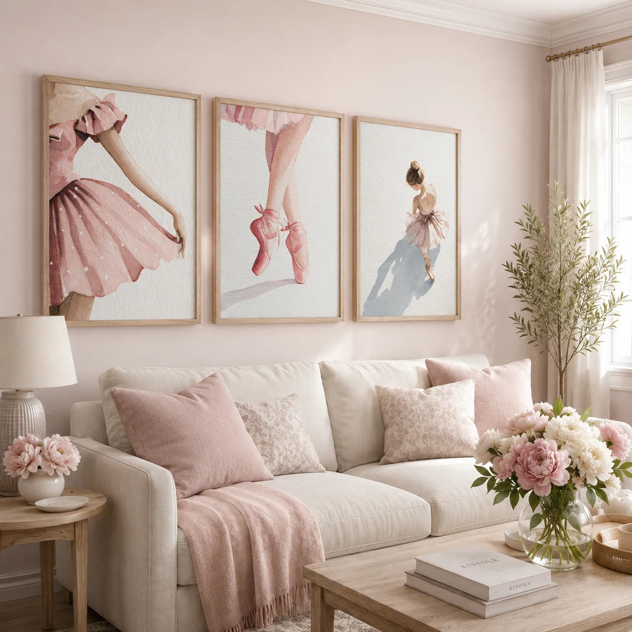 Nordic Ballerina Pink Canvas Wall Art | Girls Bedroom Décor Canvas Wall Art Peaceful Pleasures Health and Wellness