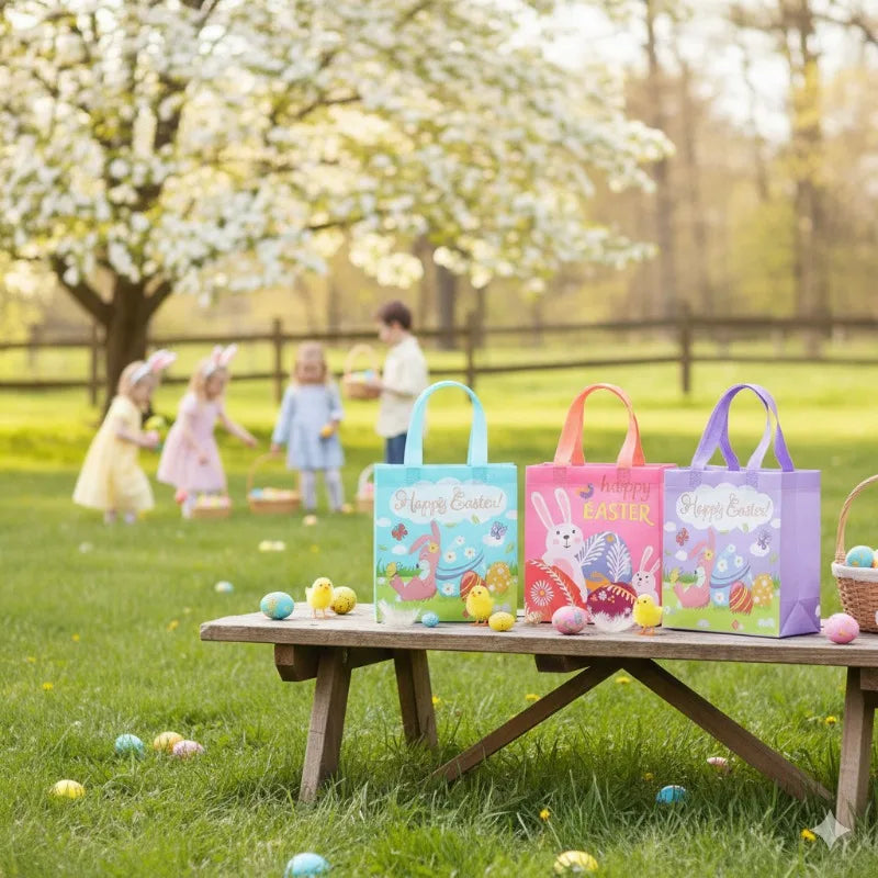 Easter Bunny Gift Bags with Handles – 50pc Non-Woven Bags