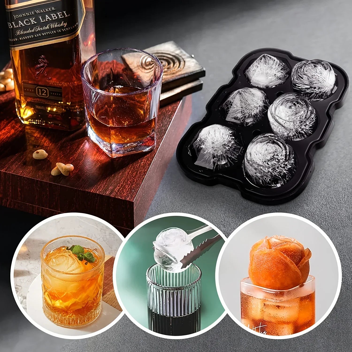 1pc Diamond & Rose Shaped Ice Cube Mould, Modern Silicone Ice Cube Maker Tray For Bar, Office Peaceful Pleasures Health and Wellness